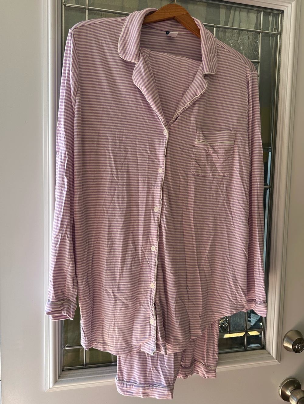 Ladies maternity Old Navy Lavender and White Striped PJ set